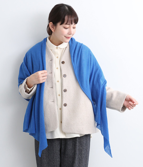 【OTA KNIT】ふわふわガーゼ　カシミヤショール(B・ターコイズ)