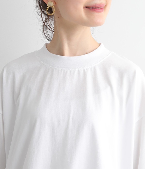 大人がえらぶすっきり襟もとのベーシック6分袖Tシャツ(A・ホワイト)