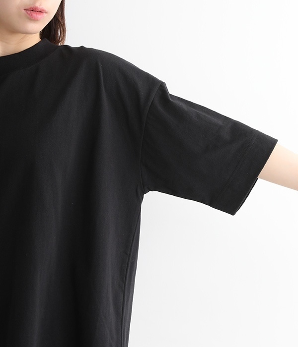 大人がえらぶすっきり襟もとのベーシック6分袖Tシャツ(C・ブラック)