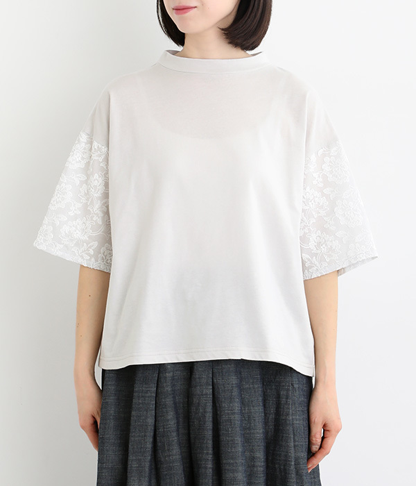 ナチュラル天竺袖コンビTシャツ(B・ライトグレー)