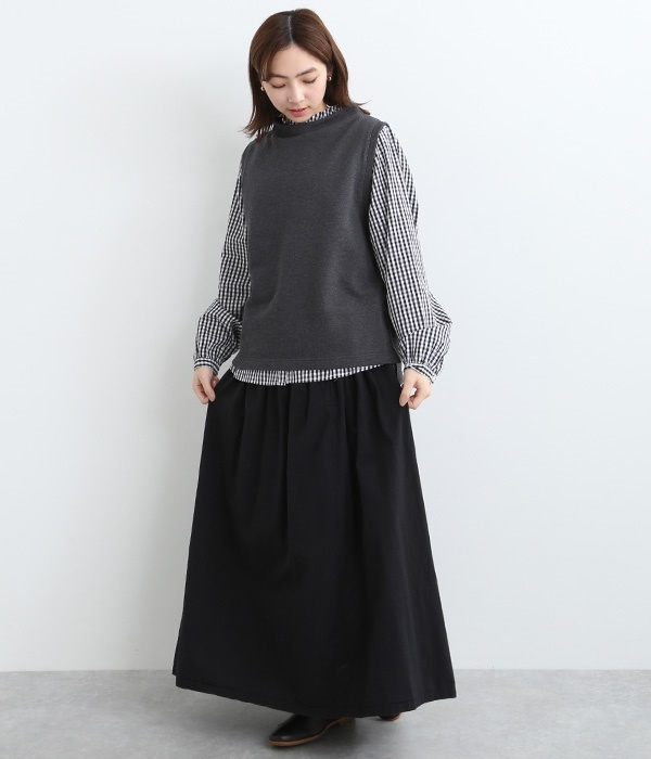 セントラル裏毛 ボトルネックベスト(D・チャコール)【再入荷