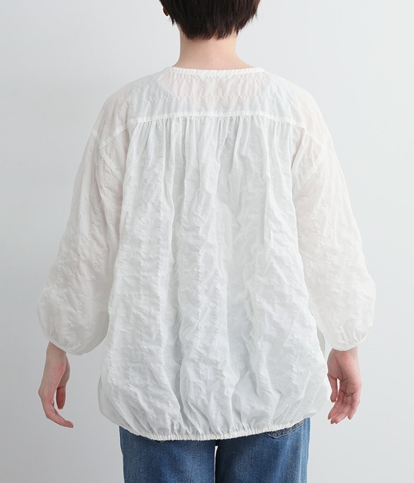 コットンシャーリング 裾バルーンプルオーバー(A・ホワイト)