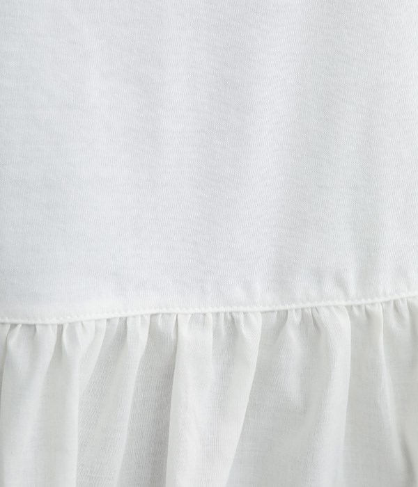 ナチュラル天竺×ローン フリルTシャツ(A・ホワイト)