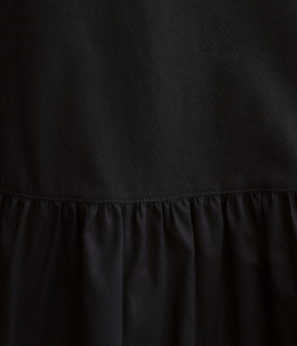 ナチュラル天竺×ローン フリルTシャツ(C・ブラック)