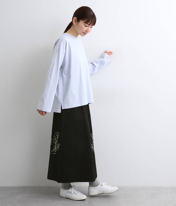 USコットンオーバーサイズロングTシャツ(Q・ライトブルー)