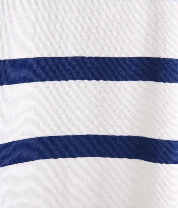 USコットンフレンチスリーブTシャツ(F・オフホワイト×ブルー)