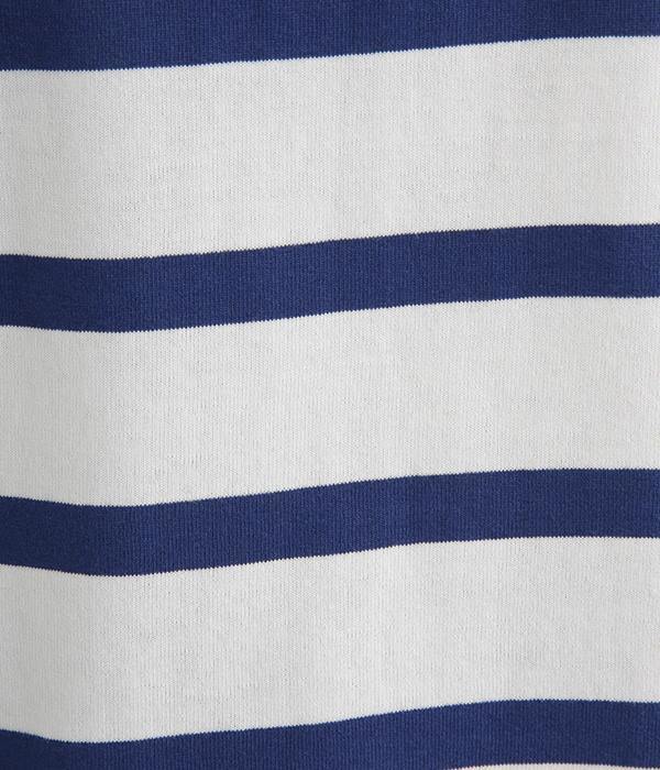 Cloche　USコットン5分袖Tシャツ(D・オフホワイト×ブルー)