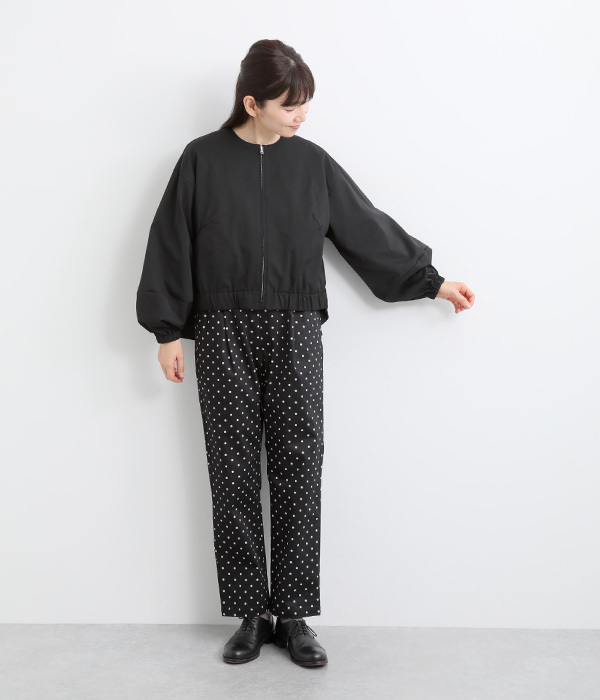 コットンサテンペグトップゆるスリムパンツ(C・ダークグレー)