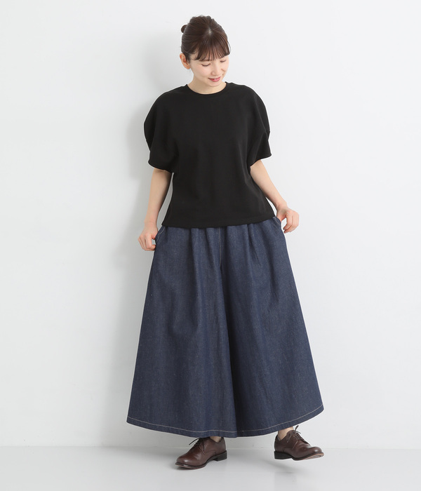 コットンツイルフレアーマキシパンツ(C・インディゴ)