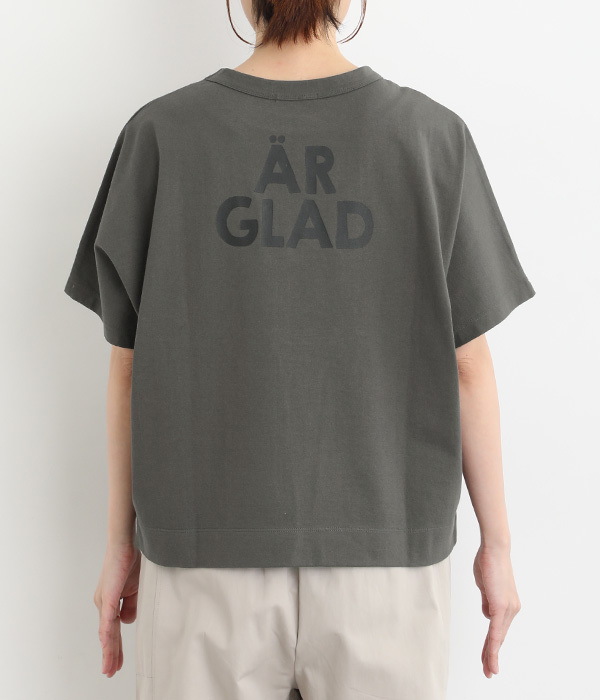Clocheコットン前後ロゴプリントTシャツ(C・ダークグレー)