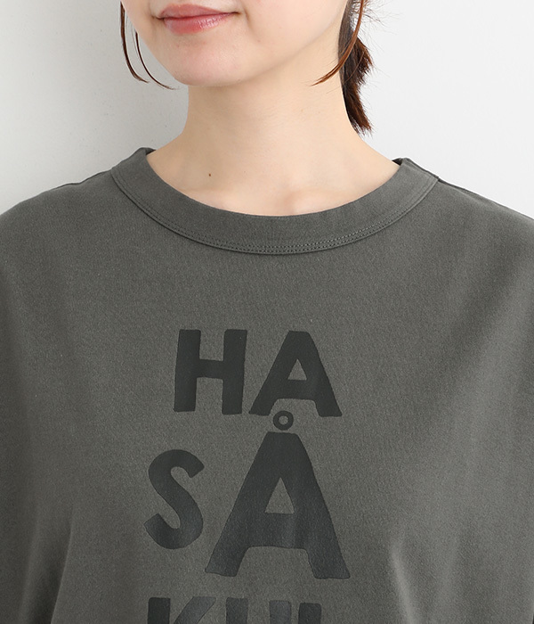 Clocheコットン前後ロゴプリントTシャツ(C・ダークグレー)
