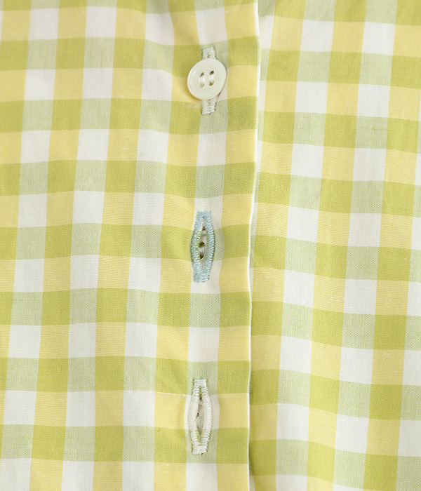 コットンリネンカラーギンガムクロップドシャツ(A・イエロー)