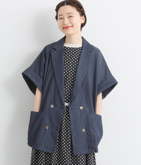 Cloche半袖テーラードジャケット(B・インディゴ)【新入荷】｜nop