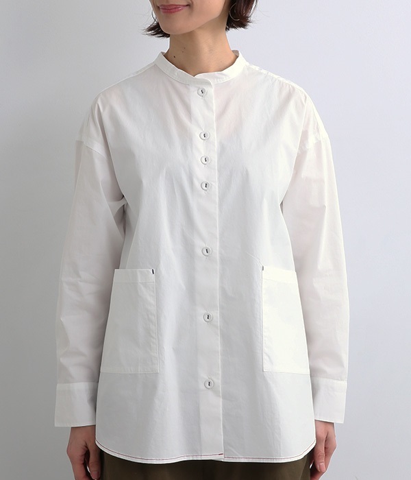 バンドカラー　ポケットシャツ(A・オフホワイト)
