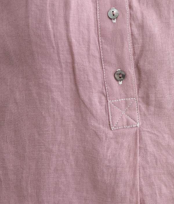 ベルギーリネンギャザースモックシャツ(B・ピンク)