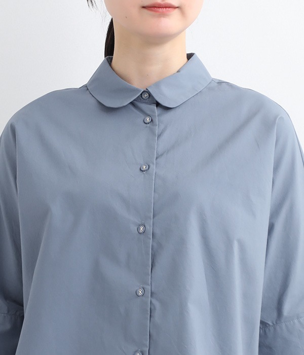 Clocheタイプライター 5分袖丸襟シャツ(A・オフホワイト)