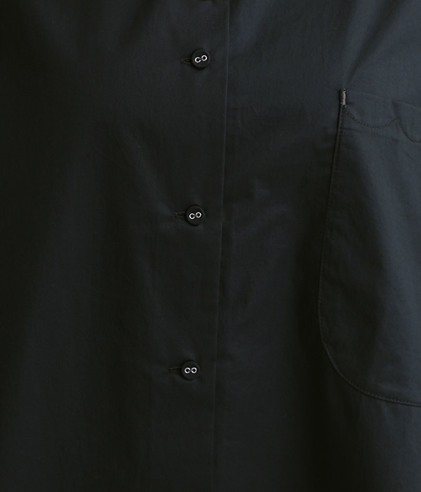 スモールカラーフレアー5分袖シャツ(B・ブラック)