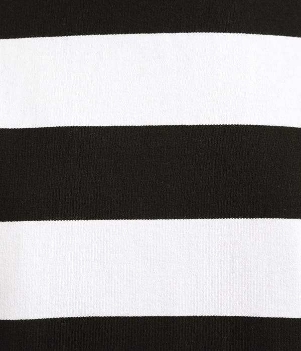 USコットンラージボーダーフレンチスリーブTシャツ(A・オフホワイト×ブラック)