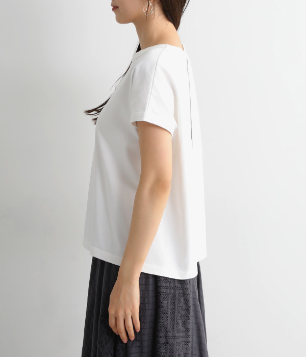 UVカット&クール バックラインフレンチスリーブTシャツ(A・オフホワイト)