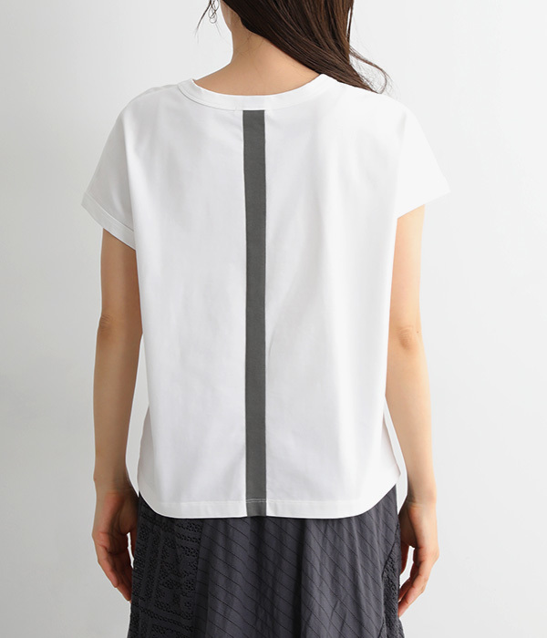 UVカット&クール バックラインフレンチスリーブTシャツ(A・オフホワイト)