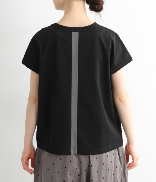 UVカット&クール バックラインフレンチスリーブTシャツ(B・ブラック)