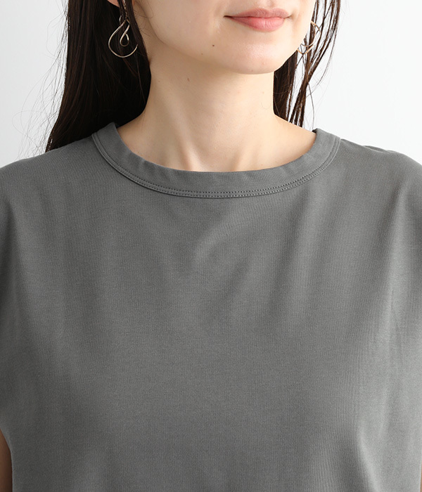 UVカット&クール バックラインフレンチスリーブTシャツ(D・ダークグレー)