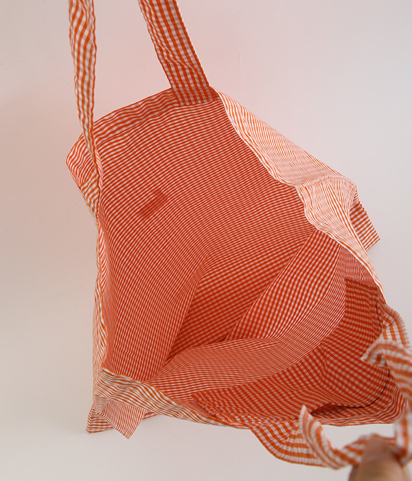 コットンLaukkuギンガムfold　トートバッグ(B・ピンク)