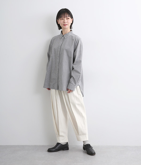 リネンワッシャー ディープタックパンツ(B・ブルーグレー)