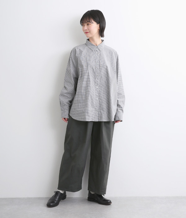 ストレッチツイル ワイドコクーンパンツ(B・チャコール)