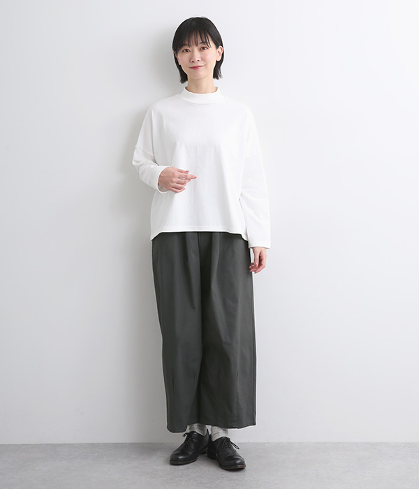 ストレッチツイル ワイドコクーンパンツ(B・チャコール)