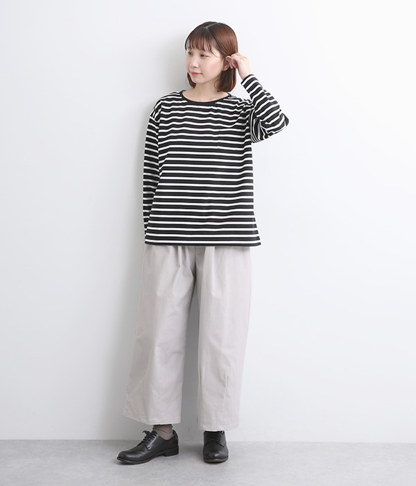 ストレッチツイル ワイドコクーンパンツ(B・チャコール)