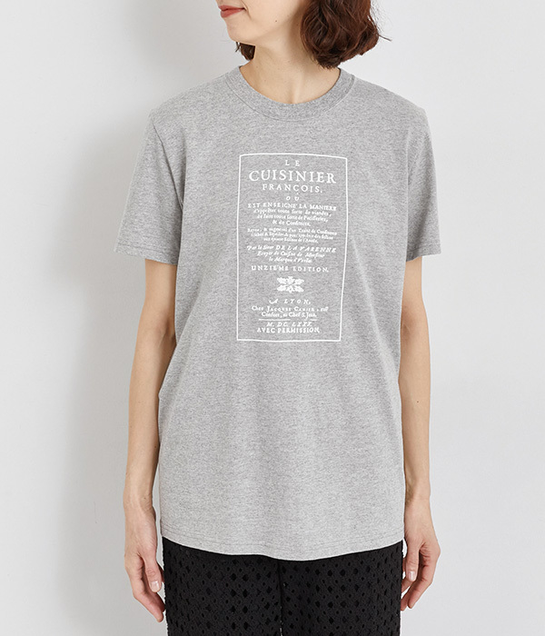 コットン天竺 プリントTシャツ　CUISINIER(B・杢グレー×ホワイト)