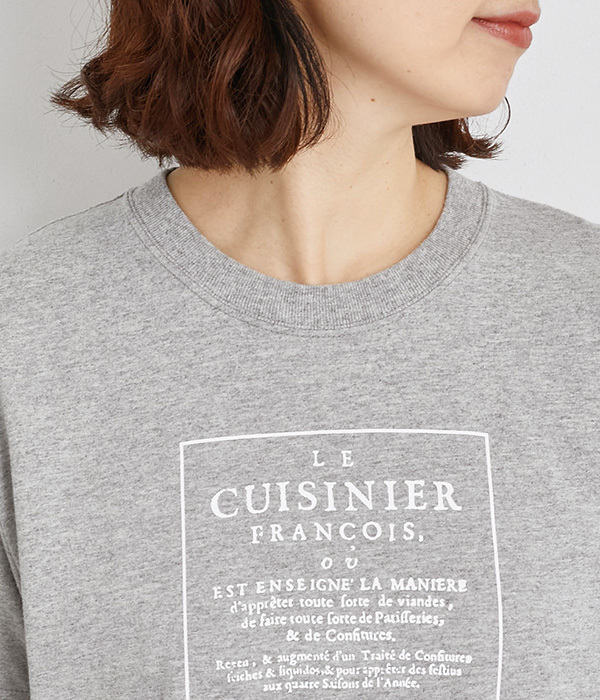コットン天竺 プリントTシャツ　CUISINIER(B・杢グレー×ホワイト)