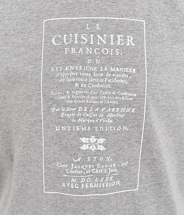 コットン天竺 プリントTシャツ　CUISINIER(B・杢グレー×ホワイト)