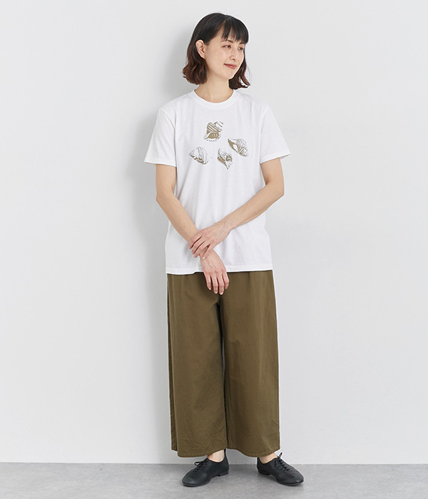 コットン天竺 プリントTシャツ　SHELL(A・オフホワイト×ベージュ)