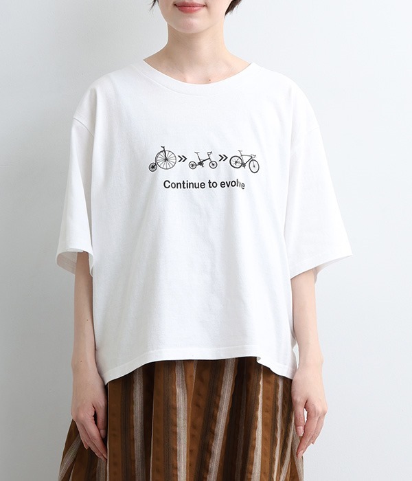 プリントT Tシャツ(自転車)(A・ホワイト)