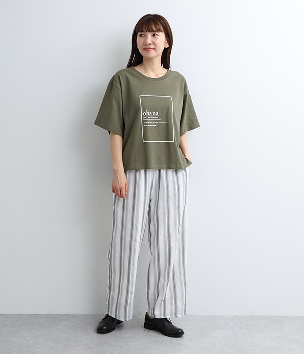 プリントT Tシャツ(ohana)(B・カーキ)