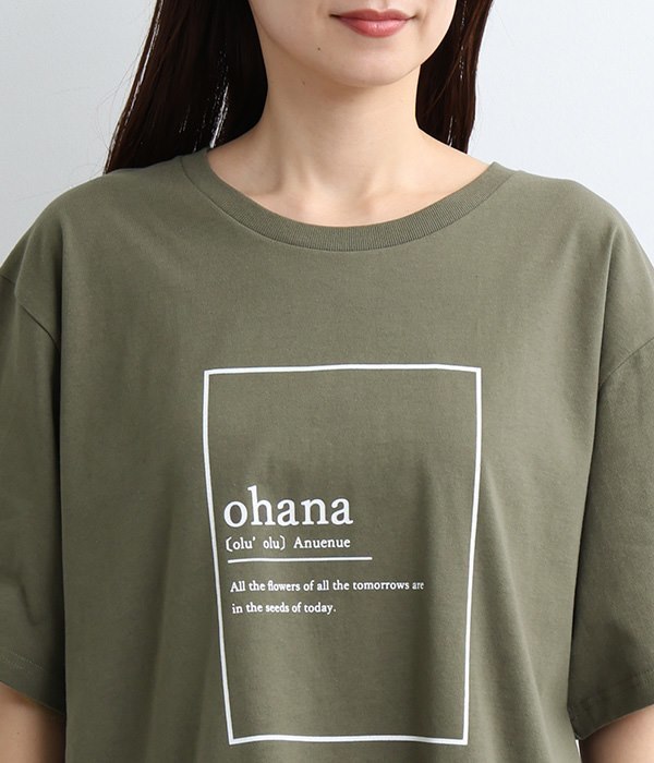 プリントT Tシャツ(ohana)(B・カーキ)