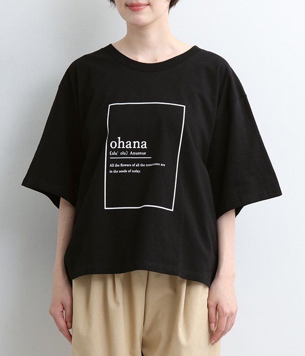 プリントT Tシャツ(ohana)(C・ブラック)