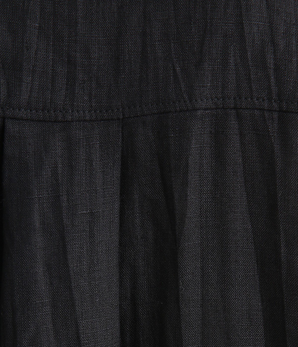 リネンワッシャー襟付きロングシャツ(B・ブラック)