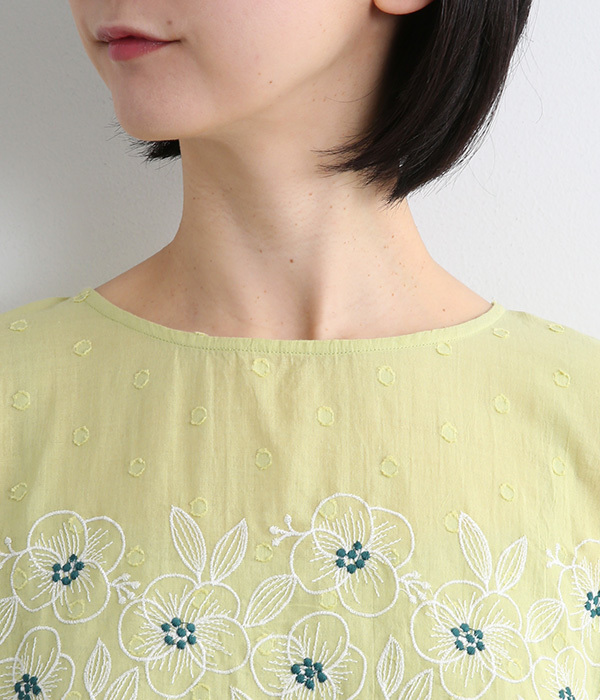 ドビードット パネル刺繍ブラウス(A・アイボリー)｜cloudnine
