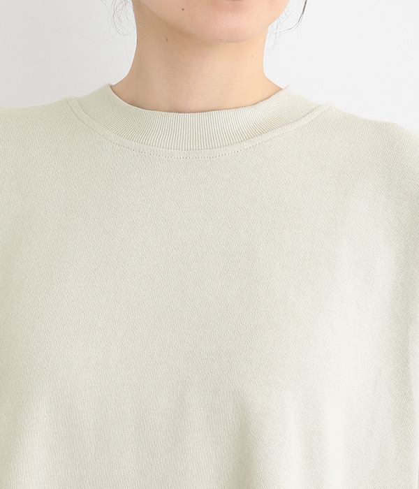 OEコットン天竺 異素材切替モックネックTシャツ(A・ホワイト)