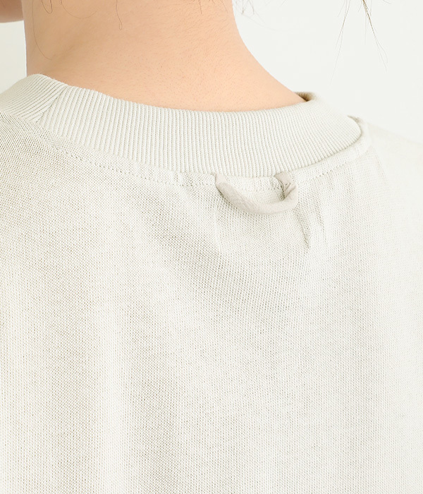 OEコットン天竺 異素材切替モックネックTシャツ(A・ホワイト)