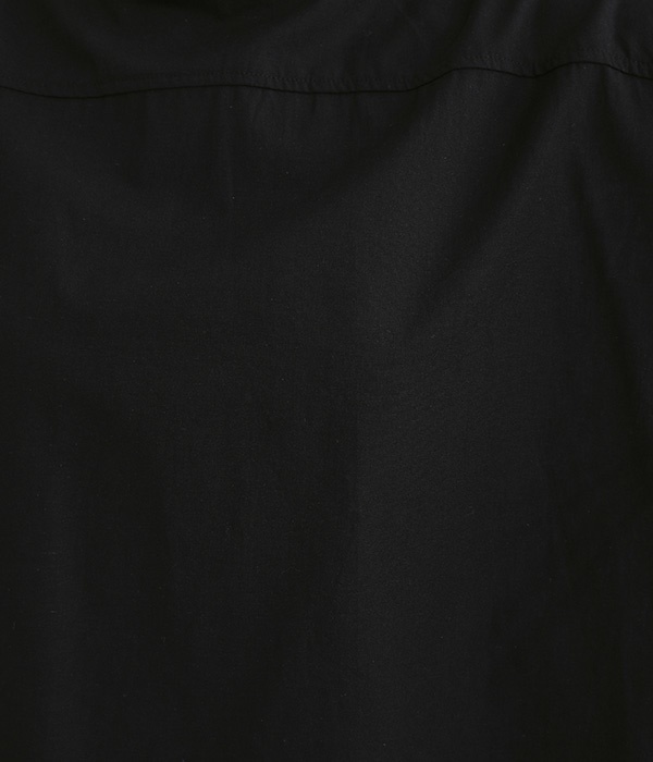 コットンリネン袖釦開きブラウス(C・ブラック)
