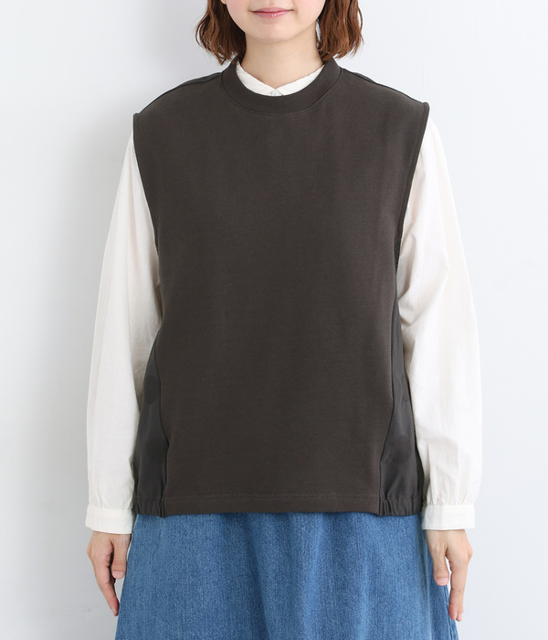 20%OFF【SALE/セール】コットン裏毛 ドットベスト(B・チャコール