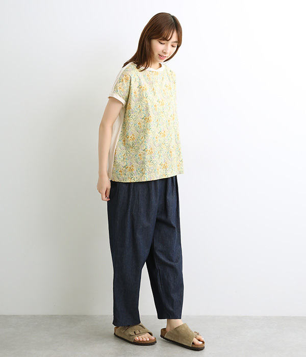 ムラ糸×ローンフラワープリントミナミシャツ(C・ミルク)