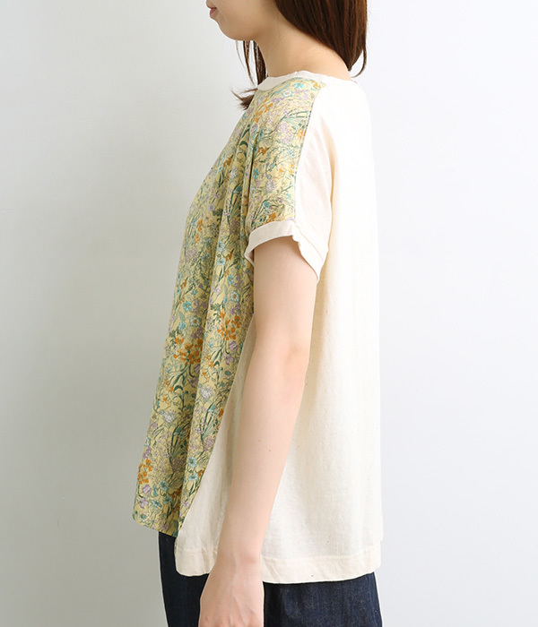 ムラ糸×ローンフラワープリントミナミシャツ(C・ミルク)