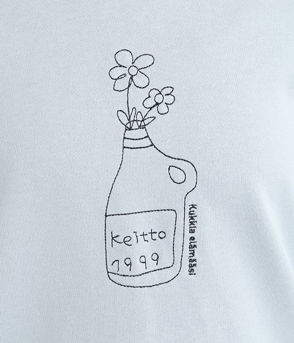 暮らしの刺繍入り裏毛プルオーバー(B・ブルー)
