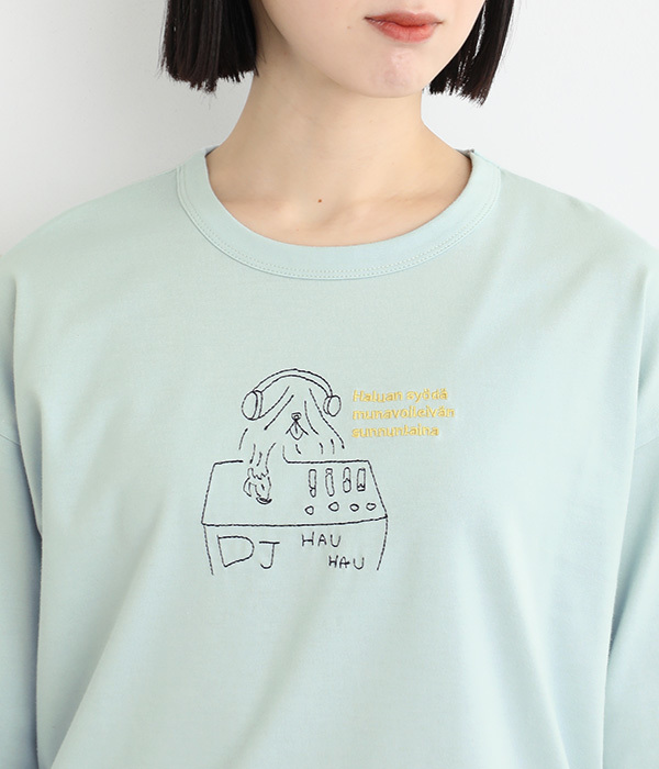アニマルラップ刺繍カットプルオーバー(C・オフB(コック犬))