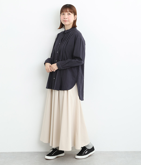 コットンダブルガーゼタックロングシャツ(C・ネイビー)